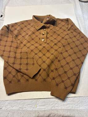 ellandemm Monogram Pattern Knit Polo Shirt